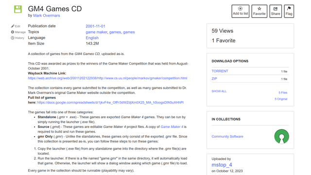 GM4 Games CD (Internet Archive)
